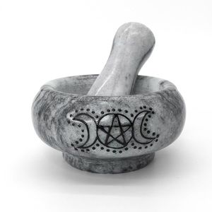 Wiccan Wicca Mortar & Pestle Set Herbs Pentagram Ritual Alter Tool Witch Alchemy